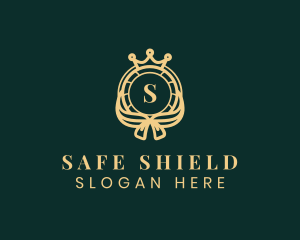 Crown Ribbon Shield logo design