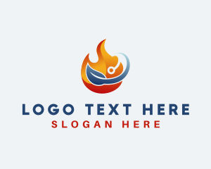 Heat - Flame Leaf Energy logo design
