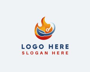 Heating - Flame Leaf Energy logo design