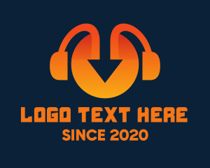 Listening - Orange Arrow Headphones logo design