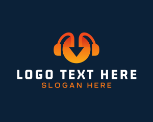 Gradient - Orange Arrow Headphones logo design