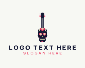 Tapas Bar - Festive Skull Guitar logo design