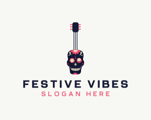 Festival - Festive Skull Guitar logo design