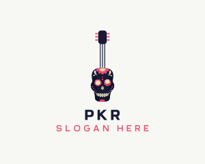 Festival - Festive Skull Guitar logo design