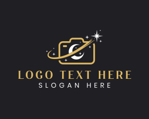 Vlogger - Camera Moon Shooting Star logo design