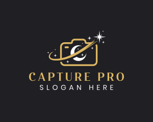 Dslr - Camera Moon Shooting Star logo design