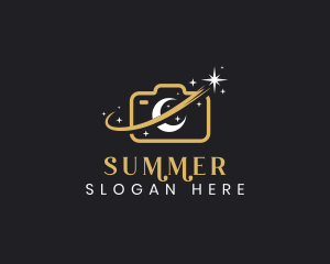 Camera Moon Shooting Star logo design