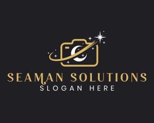 Camera Moon Shooting Star logo design