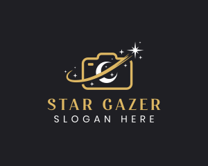 Camera Moon Shooting Star logo design