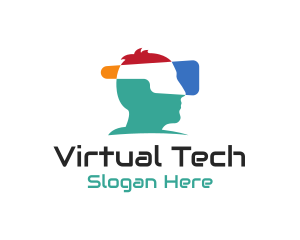 Virtual - Virtual Reality Headset logo design