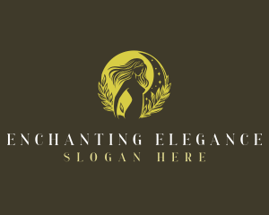 Alluring - Woman Floral Moon logo design