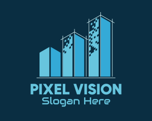 Pixel Building Architecture logo design