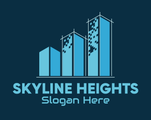 Skyscrapers - Pixel Building Architecture logo design