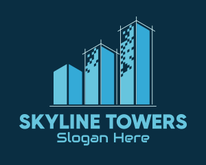 Towers - Pixel Building Architecture logo design