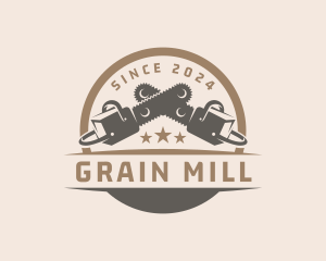 Mill - Industrial Chainsaw Woodwork logo design