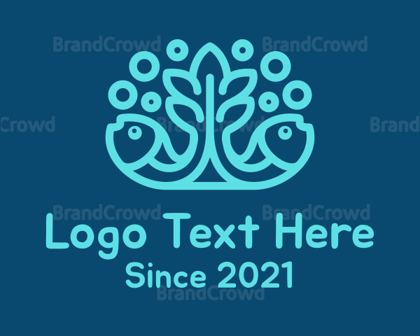 Blue Fish Coral Reef Logo