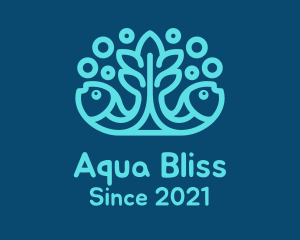 Blue Fish Coral Reef logo design