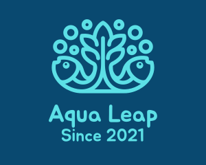 Blue Fish Coral Reef logo design