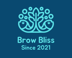 Blue Fish Coral Reef logo design