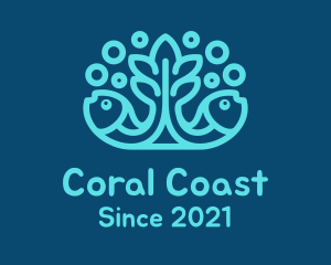 Coral - Blue Fish Coral Reef logo design
