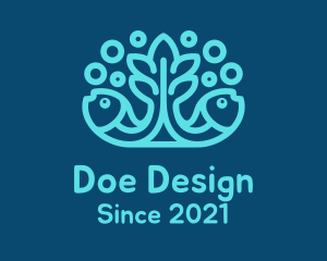 Blue Fish Coral Reef logo design