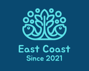 Blue Fish Coral Reef logo design