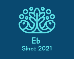 Sea - Blue Fish Coral Reef logo design