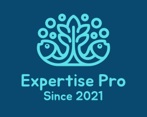 Blue Fish Coral Reef logo design