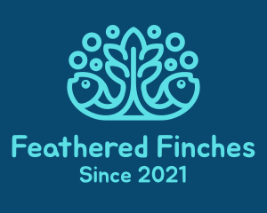 Blue Fish Coral Reef logo design