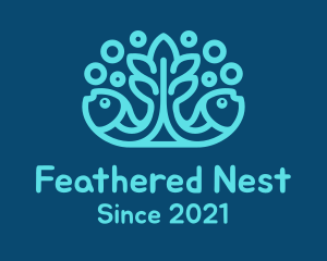 Blue Fish Coral Reef logo design