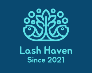 Blue Fish Coral Reef logo design