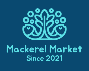 Mackerel - Blue Fish Coral Reef logo design