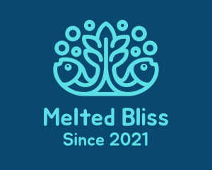 Blue Fish Coral Reef logo design