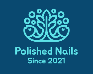 Blue Fish Coral Reef logo design