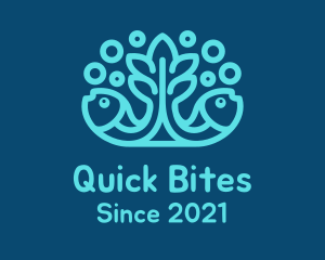 Blue Fish Coral Reef logo design