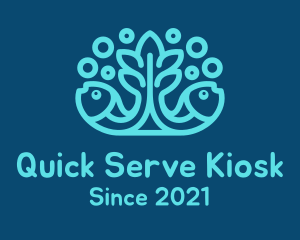 Blue Fish Coral Reef logo design