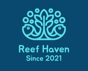 Blue Fish Coral Reef logo design