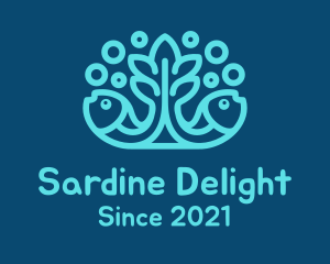 Sardine - Blue Fish Coral Reef logo design
