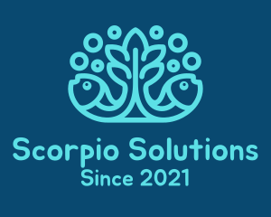 Blue Fish Coral Reef logo design