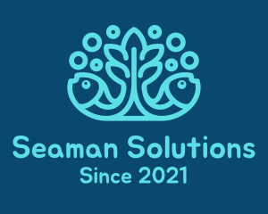 Seaman - Blue Fish Coral Reef logo design