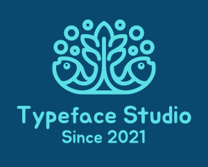 Blue Fish Coral Reef logo design