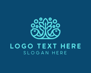 Blue Fish Coral Reef logo design