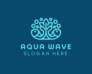 Blue Fish Coral Reef logo design