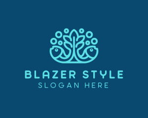 Blue Fish Coral Reef logo design