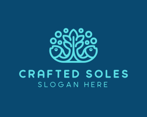 Blue Fish Coral Reef logo design