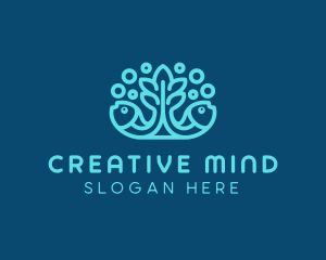 Blue Fish Coral Reef logo design