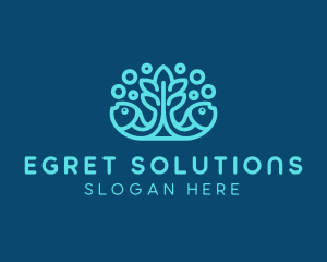 Blue Fish Coral Reef logo design