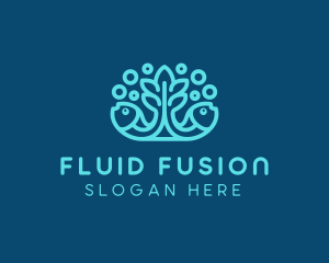 Blue Fish Coral Reef logo design