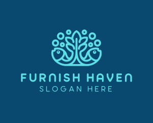 Blue Fish Coral Reef logo design