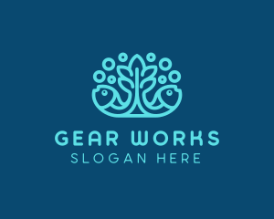 Blue Fish Coral Reef logo design